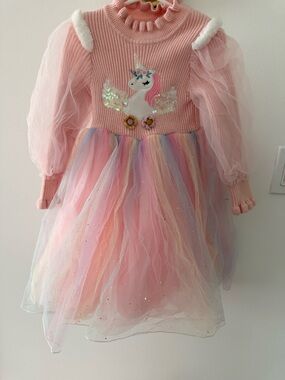 Lola + The Boys Pink Pastel Unicorn Tulle Dress